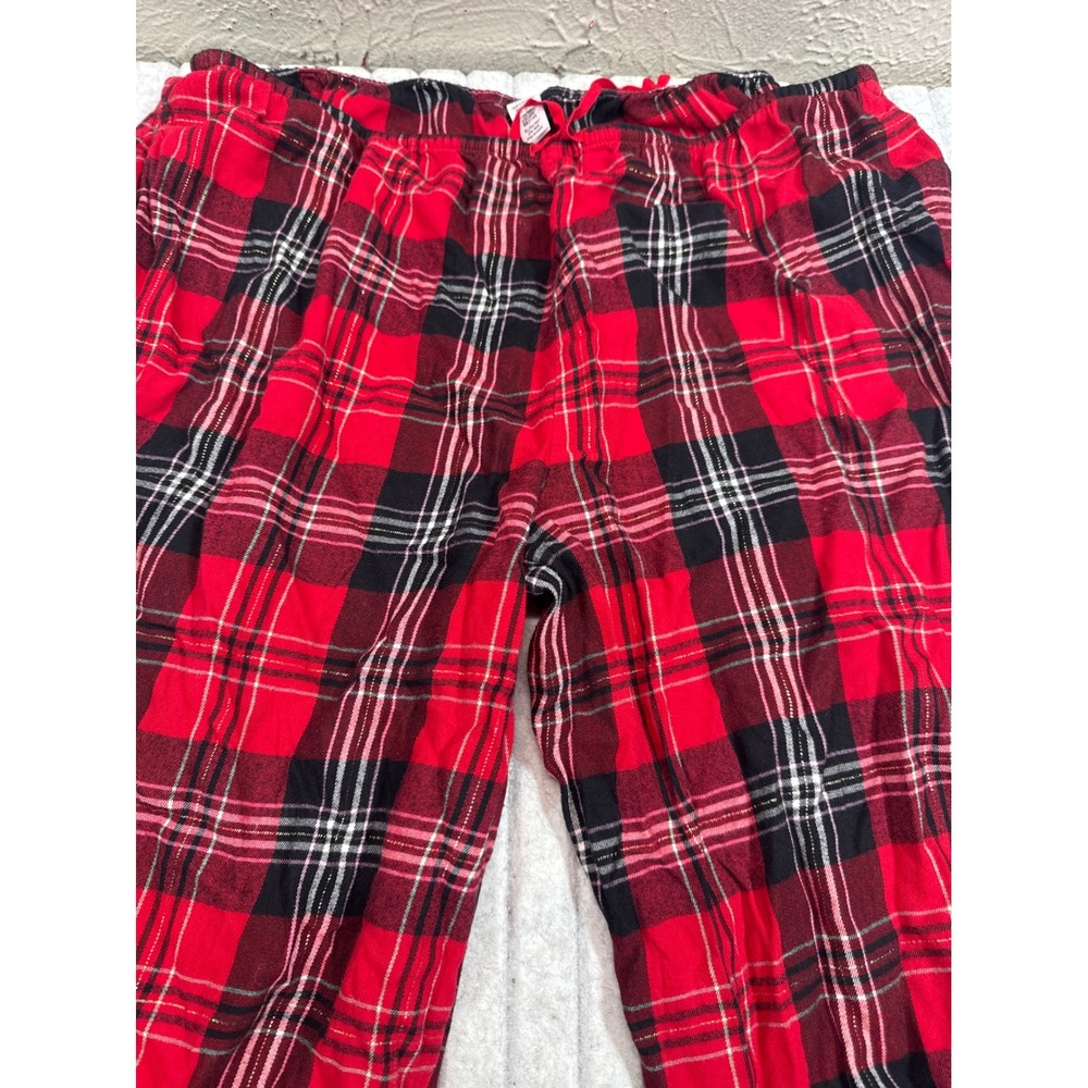 Victoria's Secret‎ Red Black Plaid Metallic Pajama Pants Womens XL Long Lounge